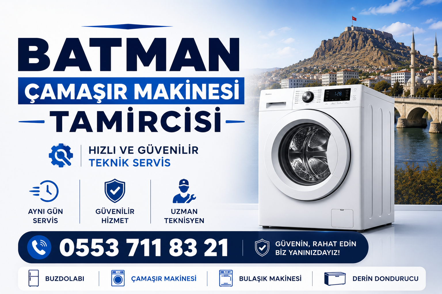 Batman çamaşır makinesi tamircisi — aynı gün yerinde onarım